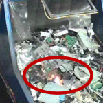 image of big pile of trash with a small fire circled in red