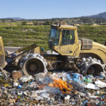 Equipment near a waste fire