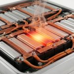 An electric vehicle battery with one of the cells burning too hot.