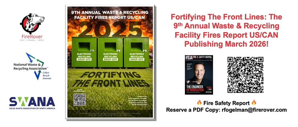 Promotional banner for Fortifying the Front Lines, the 9th Annual Waste & Recycling Facility Fires Report in the U.S. and Canada