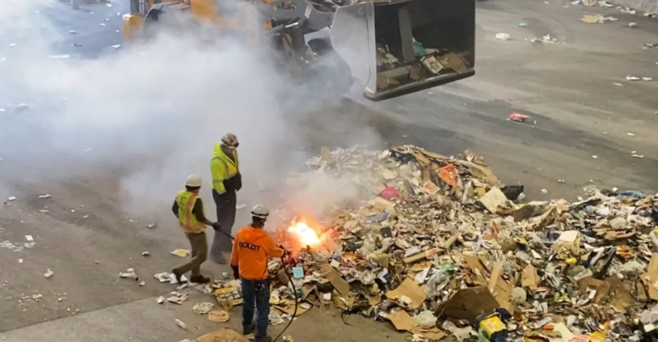 A fire incident at a waste and recycling facility