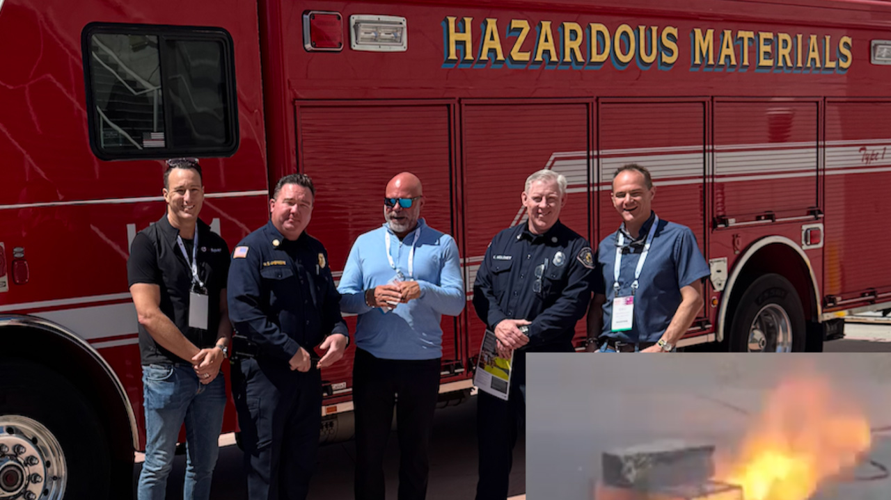 Ryan Fogelman and others posing in front of a fire truck at ReMA Safety Plaza San Diego May 2025